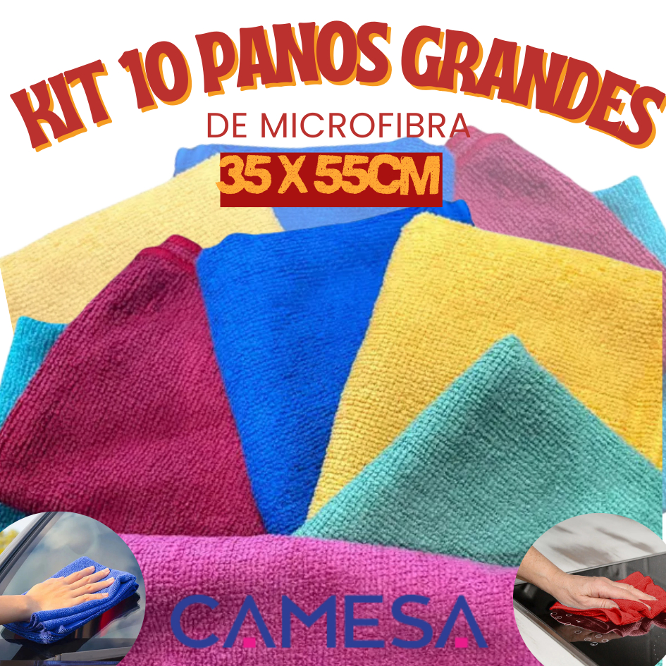 Kit 10 Panos De Limpeza Microfibra alta absorção Multiuso