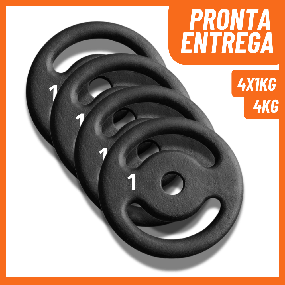 Kit Anilhas 1KG Pintada (4x1kg) 4kg total – Ferro Fundido • Academia • Musculação • Fitness em Oferta na Shopee