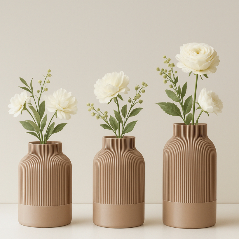 Kit com 3 Vasos Decorativos Cachepot - Impressão 3D.