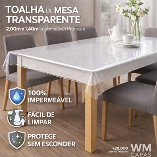 Toalhas de Mesa Transparente anti mancha | proteje mesa | protege madeira 0,10mm | várias medidas em Oferta na Shopee