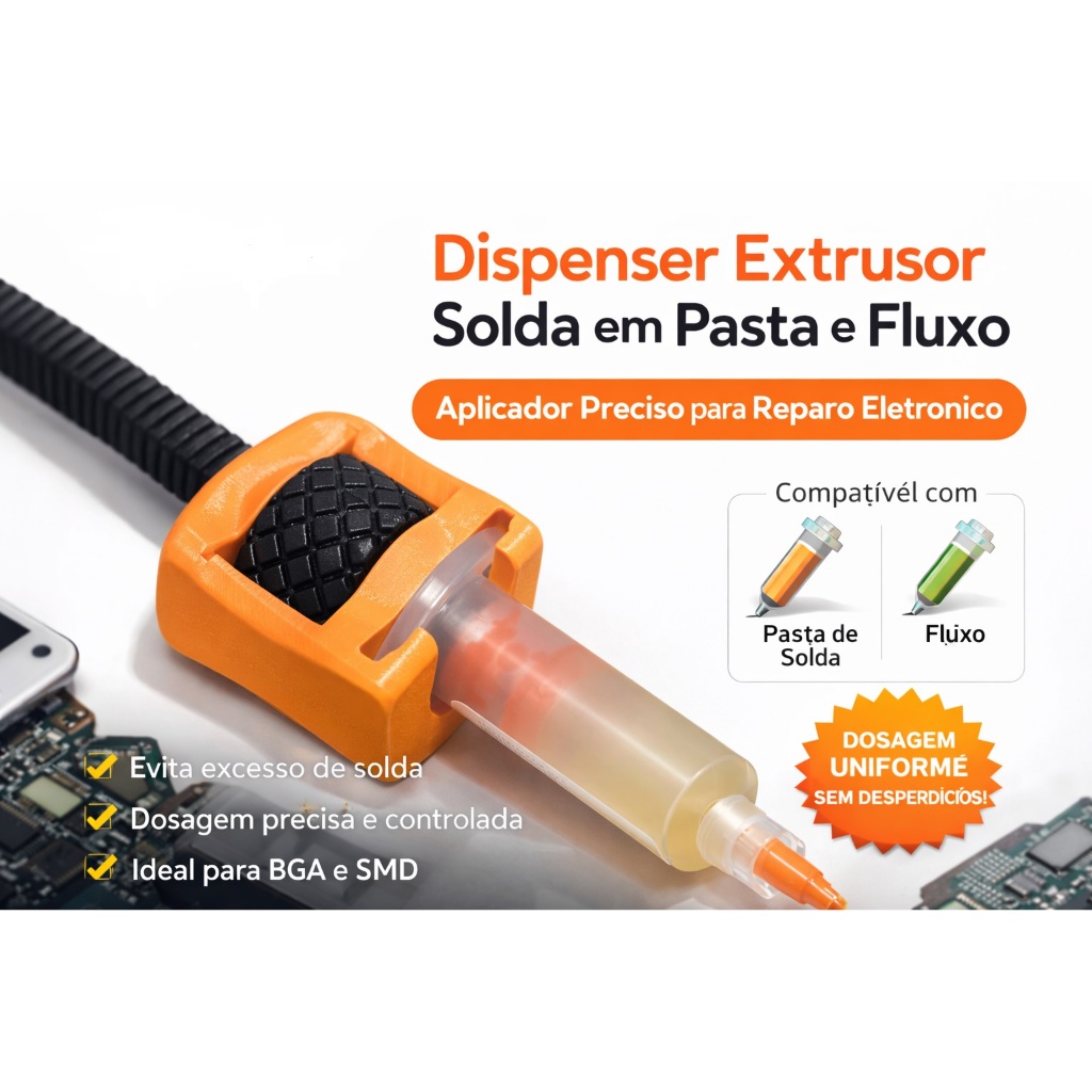 Dispenser Extrusor de Solda em Pasta e Fluxo | Aplicador Manual SMD BGA Reparo Eletrônico 10G.