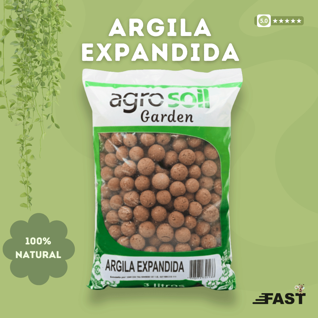 Argila Expandida 3Lts Agrosoil para Drenagem de Plantas, Vasos, Decoração, Cultivo e Jardinagem