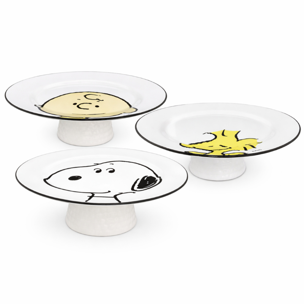 Boleira de Cerâmica Suporte para Bolo Doces Decoração Snoopy