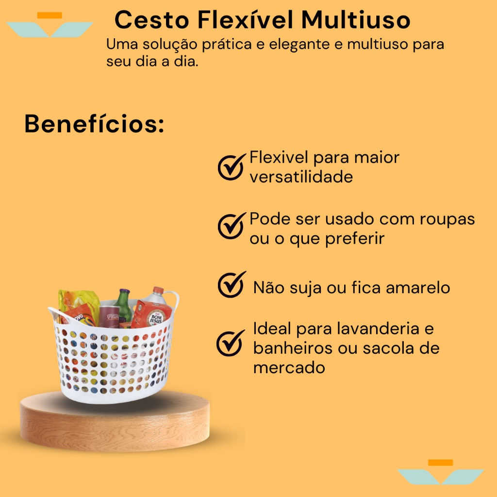 Cesto Organizador Multiuso Alça Cesto Flexível Dobrável 35L Balde Roupa Suja Lavanderia Brinquedo — imagem 2 de 2