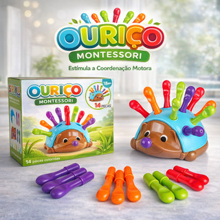 Brinquedo Educacional Bebê Ouriço Montessori Encaixar e Montar Sensorial Coordenação Moto…