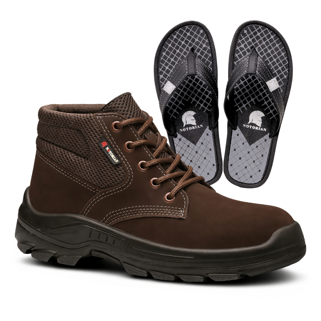 Coturno Adventure Sola Tratorada Antiderrapante Bota Masculino Palmilha Conforto + Chinelo Alça Grossa Notorian