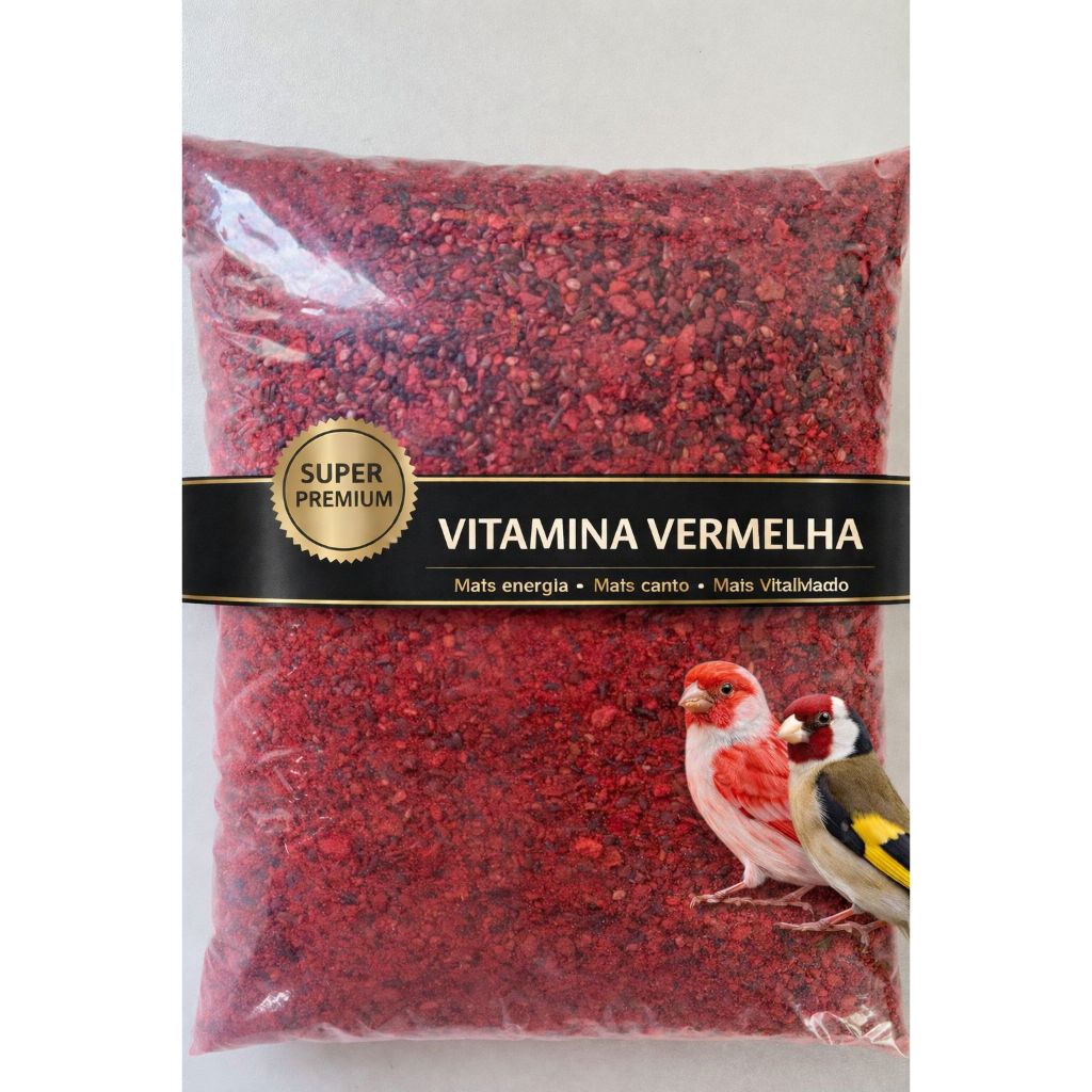 Vitamina Vermelha Canarios Pintassilgos Tarim e demais Aves - Super Premium 1kg em Oferta na Shopee