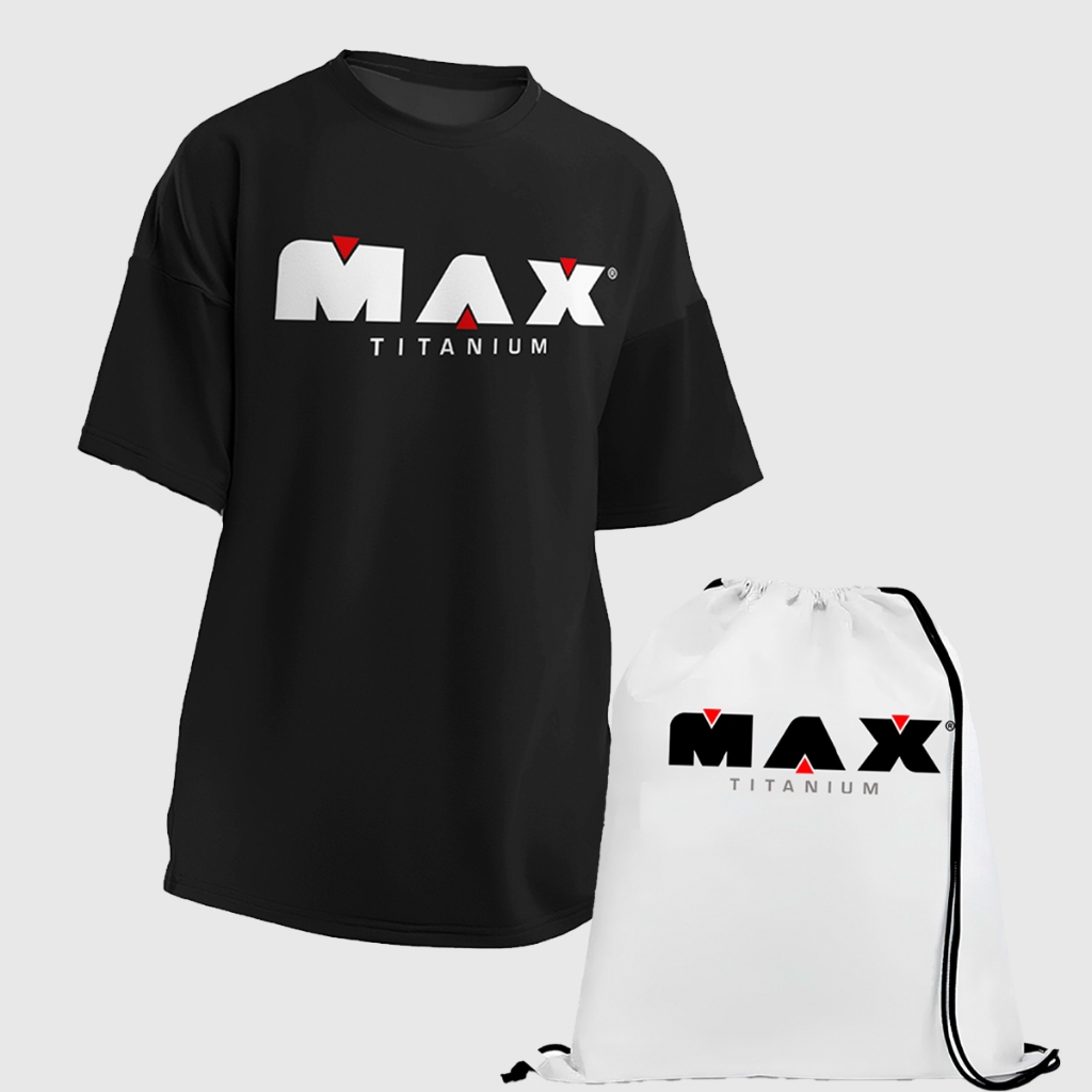 Kit Fitness Max Titanium Camisa Oversized + Mochila Saco Academia Treino Caminhada Estilo Gym