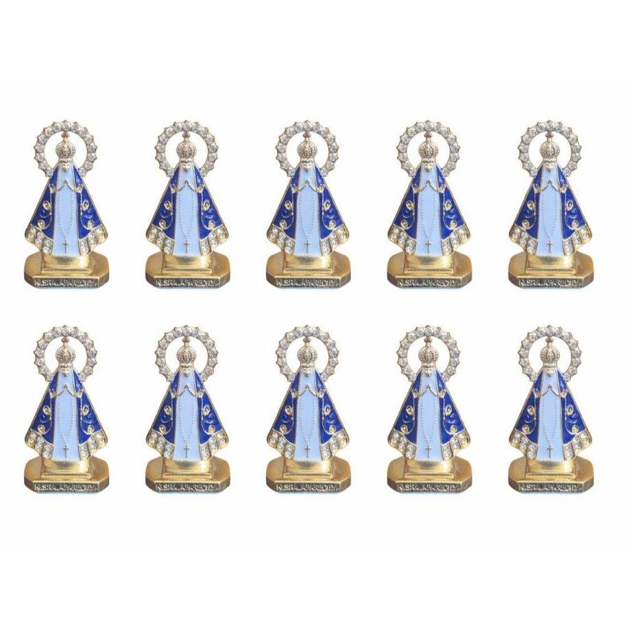 Kit 10 Mini Imagens Nossa Senhora Aparecida Para Painel de Carro Caminhão Mesa - Com Fita Dupla Face