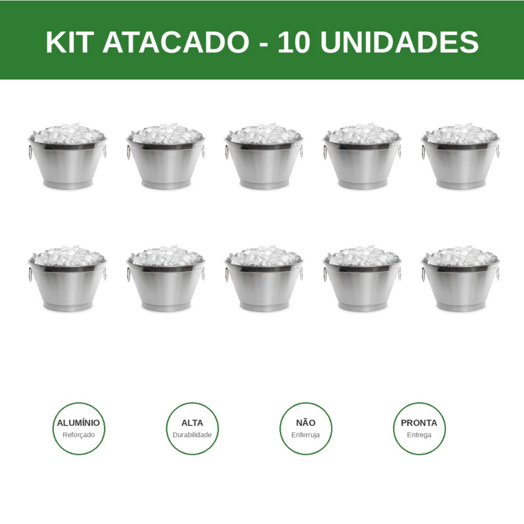Kit 10 Baldes Gelo Cerveja 9L Aluminio em Oferta na Shopee
