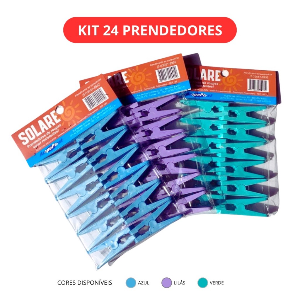 Kit 24 / 48 / 96 / 120 Pregadores Prendedores De Roupa Varal Reforçado Multiuso Cozinha Lavanderia Alta Durabilidade