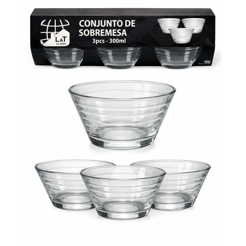 Jogo Tigelas de Vidro de Sobremesa 300ML Multiuso 3 Peças Bowl Pote de Vidro Útil Bazar em Oferta na Shopee