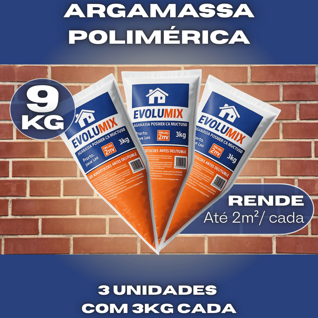 Kit 3 Argamassa Polimérica 3kg Alto Rendimento Menos Sujeira e Mais Resistência Economia na Sua Obra