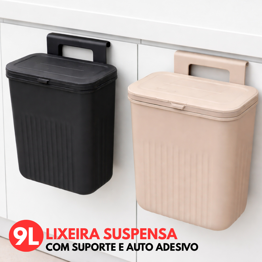 Lixeira Cesto de Lixo 09 Litros Automática Suspensa Rose Preta Banheiro Cozinha Escritório Quarto
