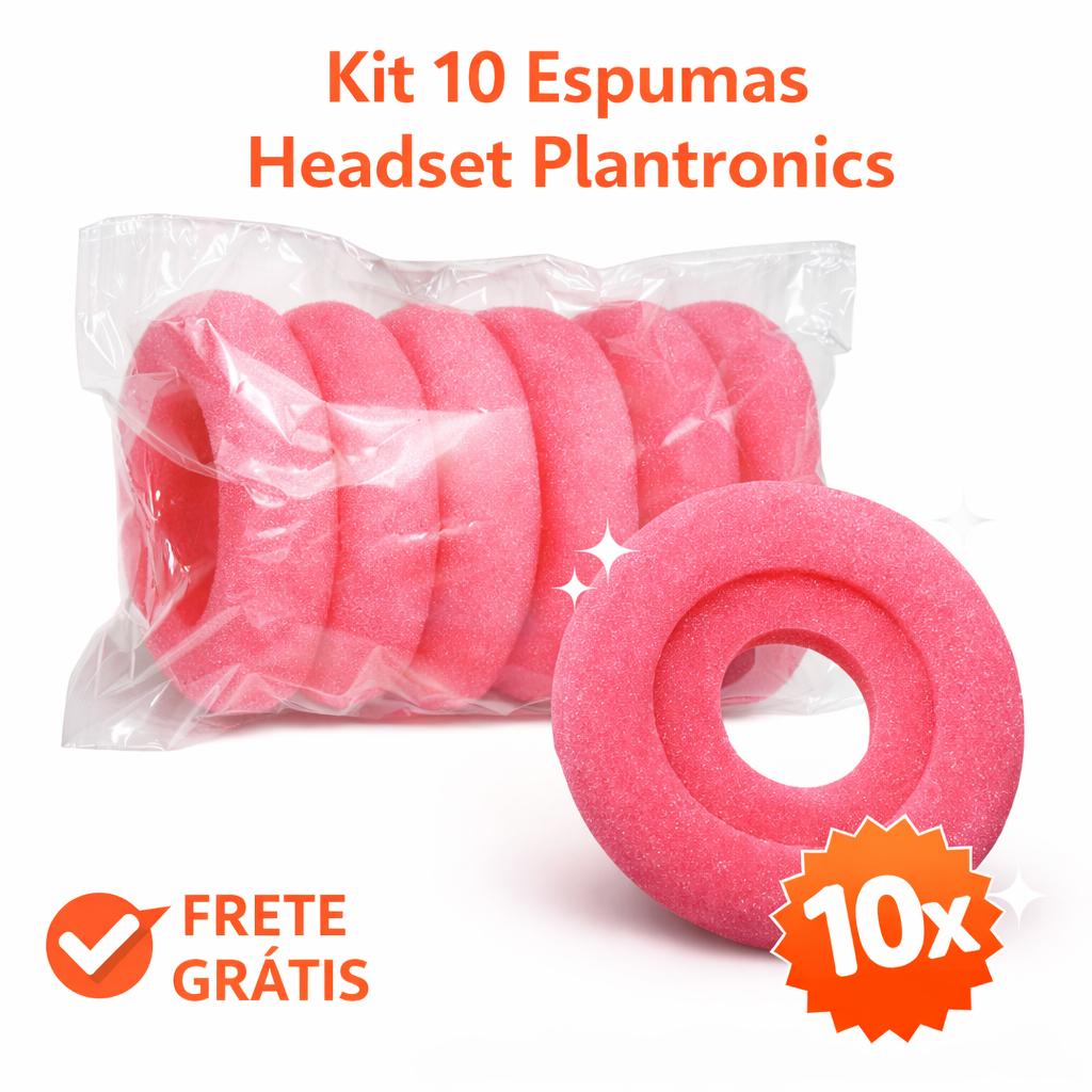 Kit 10 Espumas Headset Plantronics C3220 USB Almofada Fone Blackwire Reposição
