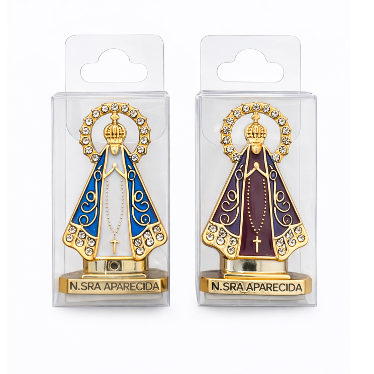 Kit Santinha Nossa Senhora Aparecida Painel Carro Fé Proteção Decoração atacado miniatura