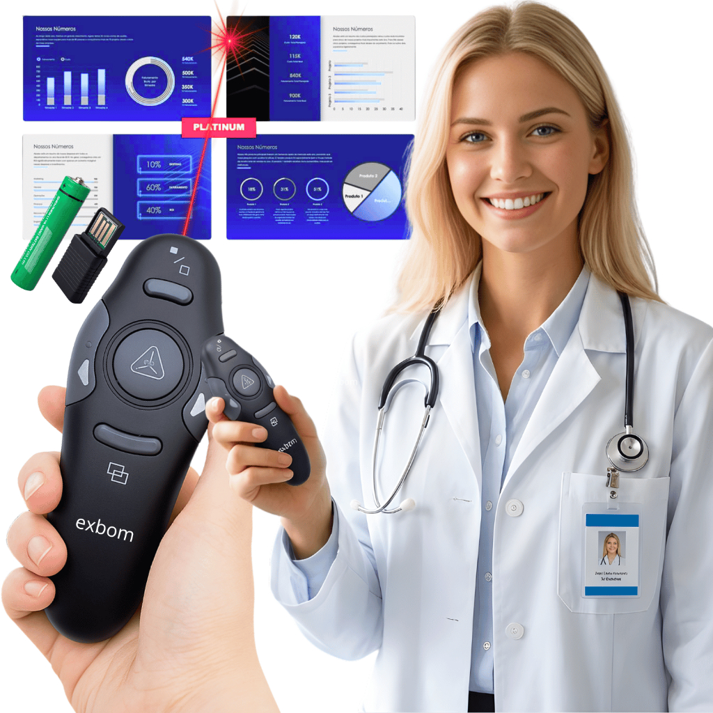 Apresentador e Passador de Slides Laser USB Sem Fio | Controle PowerPoint Aula Palestra — imagem 2 de 2