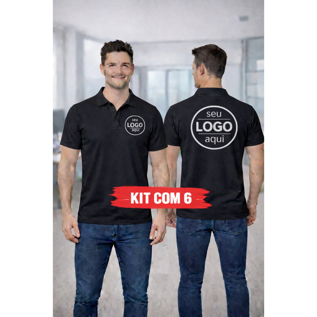 Kit 6 Camisa Gola Polo Personalizadas com Sua Logo Uniforme Unissex para Empresas