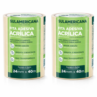 Kit 10 Fita Adesiva Embalagem Acrílica Transparente 24mmX40m em Oferta na Shopee