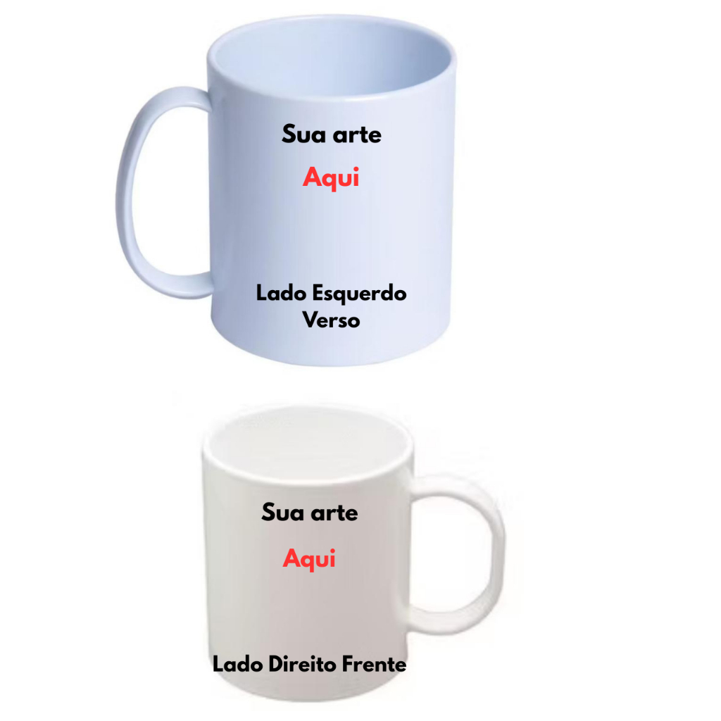 Caneca Plástico Polímero para personalizar fotos, nomes, logos Personalizado.