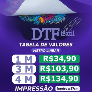 Impressão Personalizada DTF têxtil - 57cmx100 -1 metros (mínimo 1 metro) em Oferta na Shopee