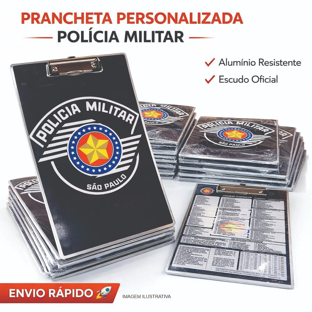 Prancheta PM personalizada A4 alumínio resistente profissional com prendedor metálico uso tático administrativo em Oferta na Shopee