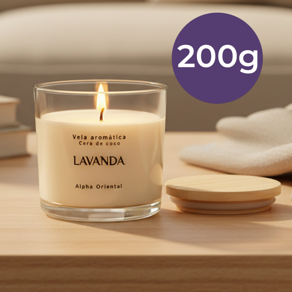 Imagem Vela aromática artesanal PREMIUM 200/100G - Vários Aromas - Com especiarias e tampa de madeira