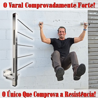 O Varal Mais Forte da Categoria - Comprovado com Video! Em Alumínio Retrátil Articulado de Parede em Oferta na Shopee