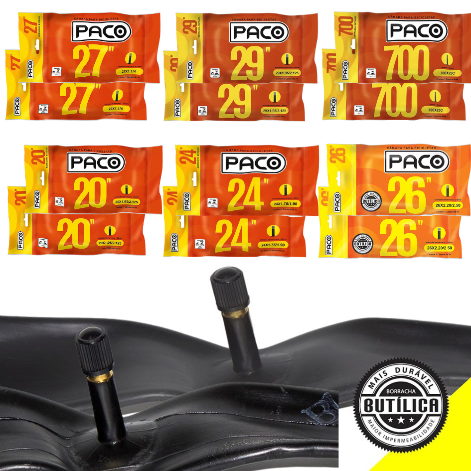 Par 2 Camara De Ar de Bicicleta Aro 20 24 26 27 29 700 Bico Valvula Grossa Mtb Urbana Passeio Grau em Oferta na Shopee