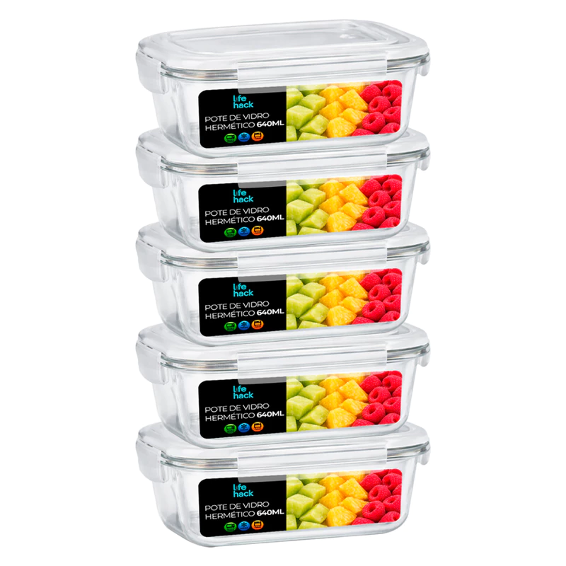 Conjunto de Potes de Vidro Herméticos 370/640/1040ml para Mantimentos — foto 5