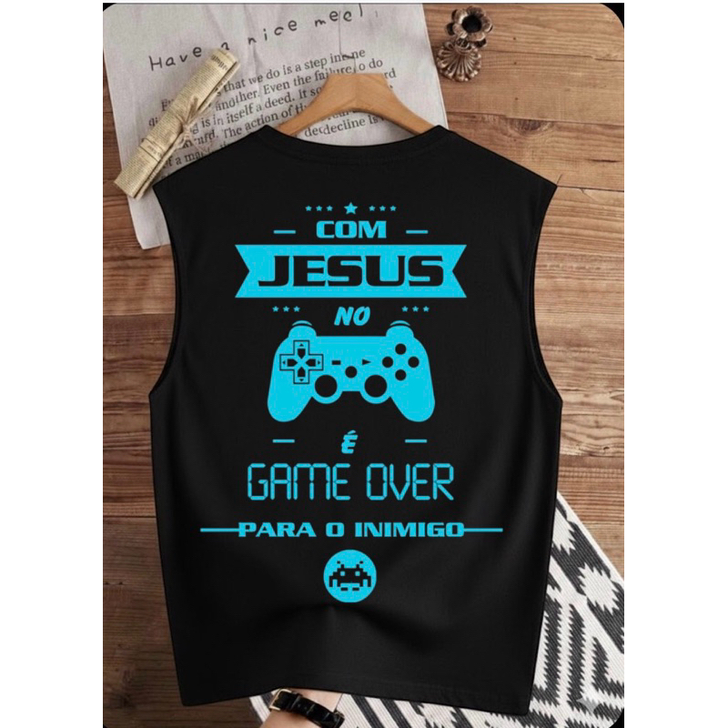 camiseta cavada regata estampada Jesus no controle tecido prêmio algodão camisa para o dia a dia verão