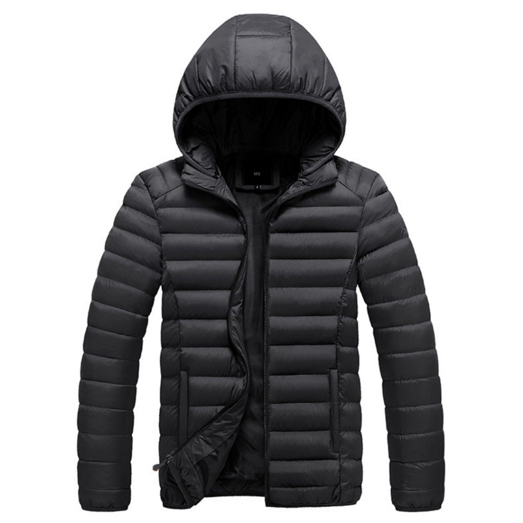 Jaqueta Masculina Bobojaco Puffer com Capuz Removível e Ajustável