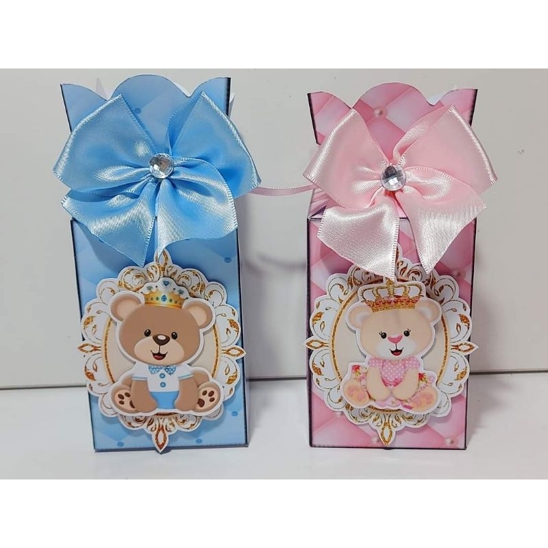CAIXA MEIA BALA URSINHO REALEZA/URSINHO REALEZA/ANIVERSÁRIO/CHÁ DE BEBÊ/CHÁ REVELAÇÃO/LEMBRANCINHAS PERSONALIZADAS