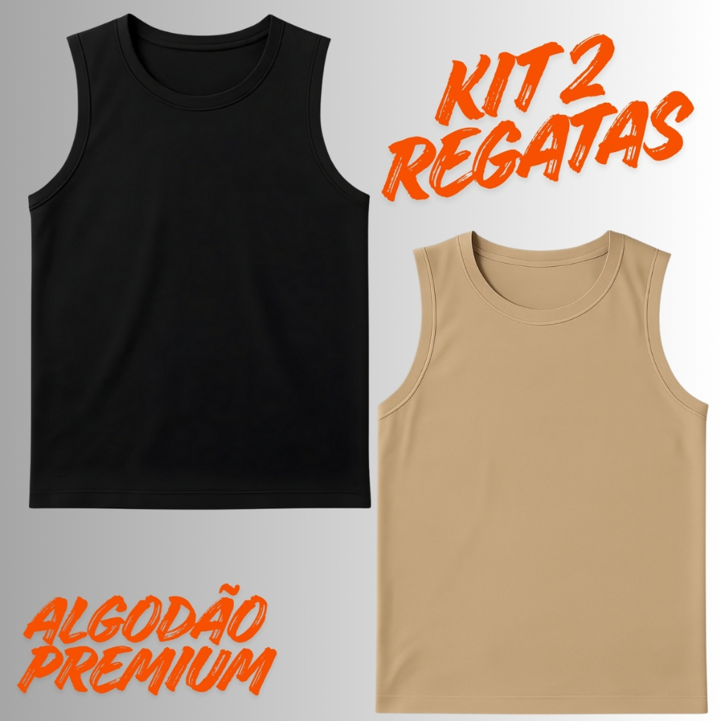 kit 2 Regatas Masculina Cavada Lisa Algodão Leve e Confortavel P ao GG em Oferta na Shopee