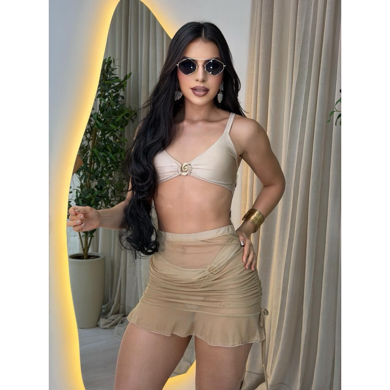🏖️ Saída de Praia Feminina / saída de praia -saída Transparente | Tule | Canga de Praia |biquine ref:2491 em Oferta na Shopee