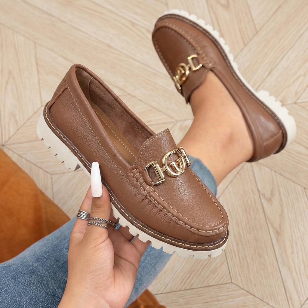 Mocassim Feminino em Couro Legítimo Loafer Conforto e Estilo Solado Antiderrapante Trabalho Passeio em Oferta na Shopee