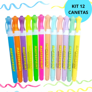 Kit 12 Marca Texto Masterprint (6 Neons + 6 Pastéis) em Oferta na Shopee