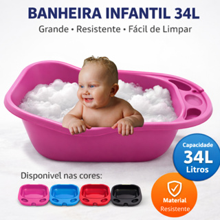 Banheira Infantil 34 Litros Grande Banho Bebê Criança Cores em Oferta na Shopee