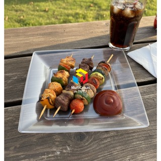 Kit 50 Prato Churrasco ACRILICO para Festas e Eventos Ideal Refeições e Sobremesas Natal 21cm em Oferta na Shopee