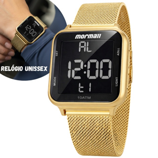 Relógio Mormaii Unissex Digital Quadrado Dourado Prova Dágua em Oferta na Shopee