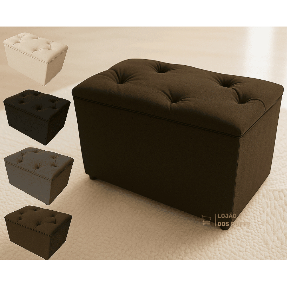PUFF BAU TECIDO SUEDE ORGANIZADOR PORTA OBJETO QUARTO DECORATIVO QUALIDADE CASA PENTEADEIRA PROMOÇÃO em Oferta na Shopee