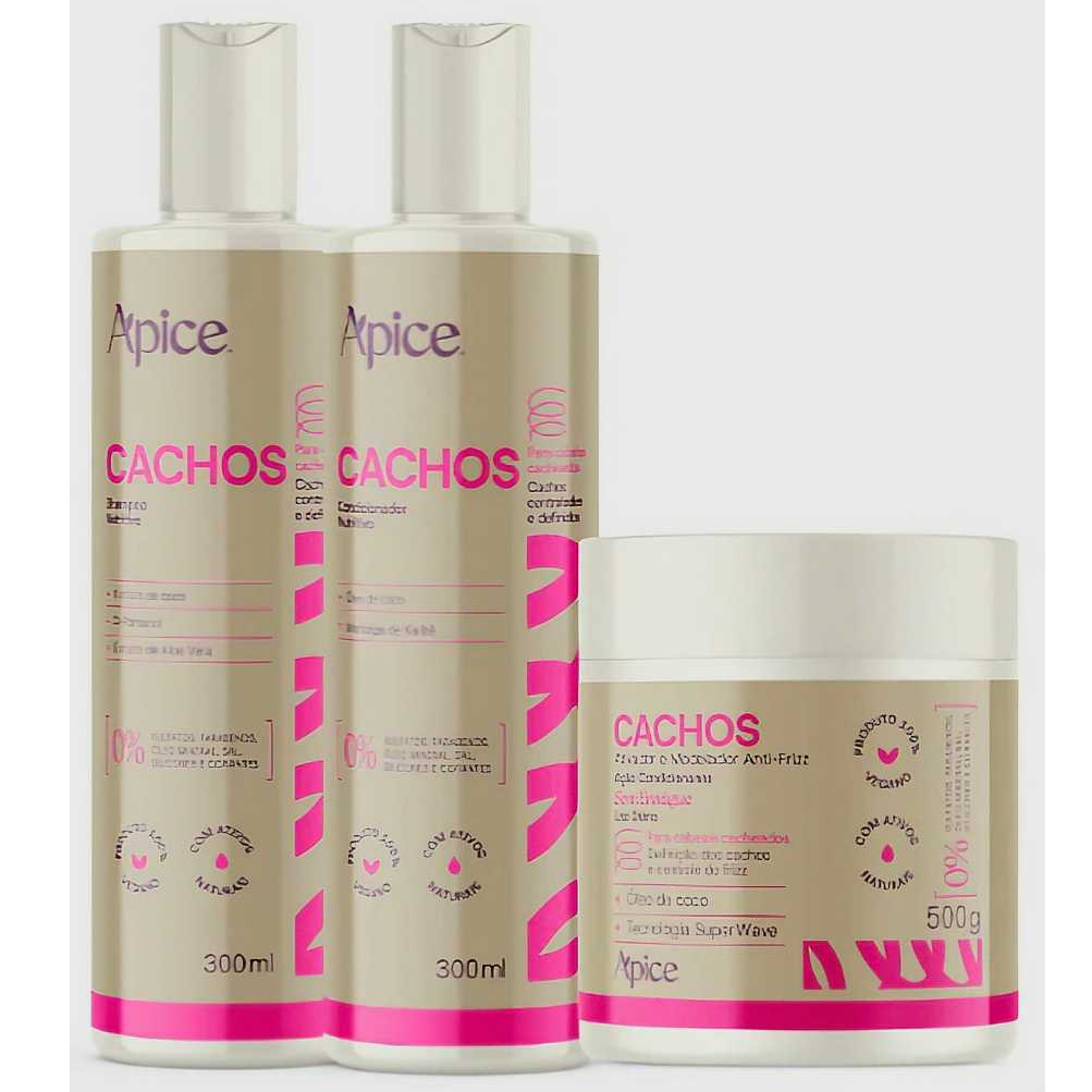 Kit Apice Cachos Nova Fragrancia - Shampoo + Condicionador + Ativador de Cachos Apse