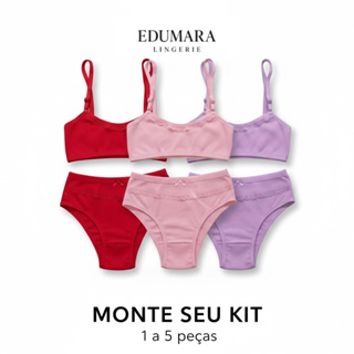 Kit 1 à 5 Conjunto Infantil Canelado Top e Calcinha com Forro em Algodão Confortável Edumara em Oferta na Shopee