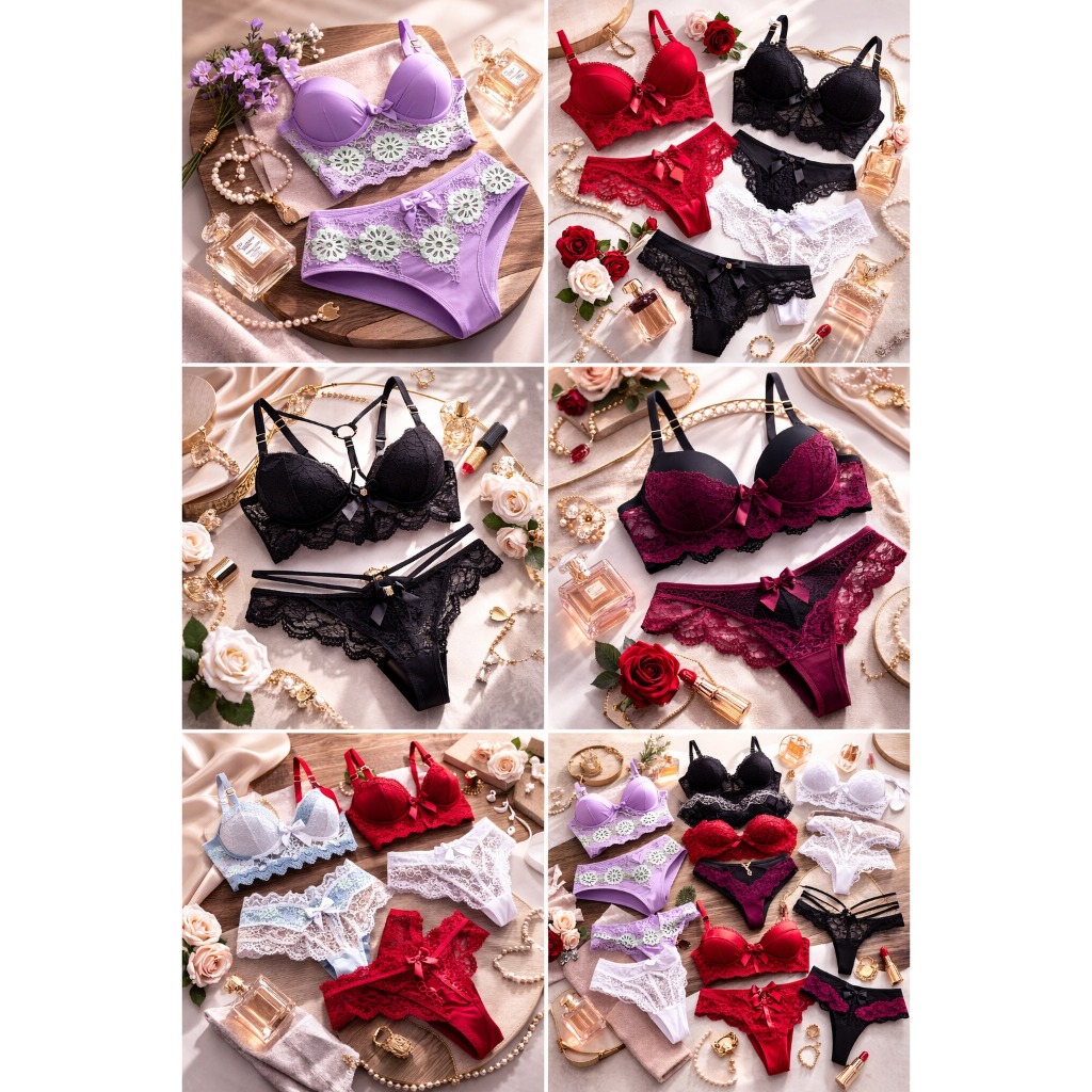 Kit 10 Conjuntos Lingerie no Atacado Feminina com Bojo | Langerie Atacado | Conjuntos Atacado Revenda | Lingeri Feminina em Oferta na Shopee