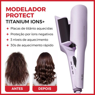 Lena Modelador de Ondas Protect Titanium Íons+ 32mm Aquecimento Rápido Painel de Titanium Compacto
