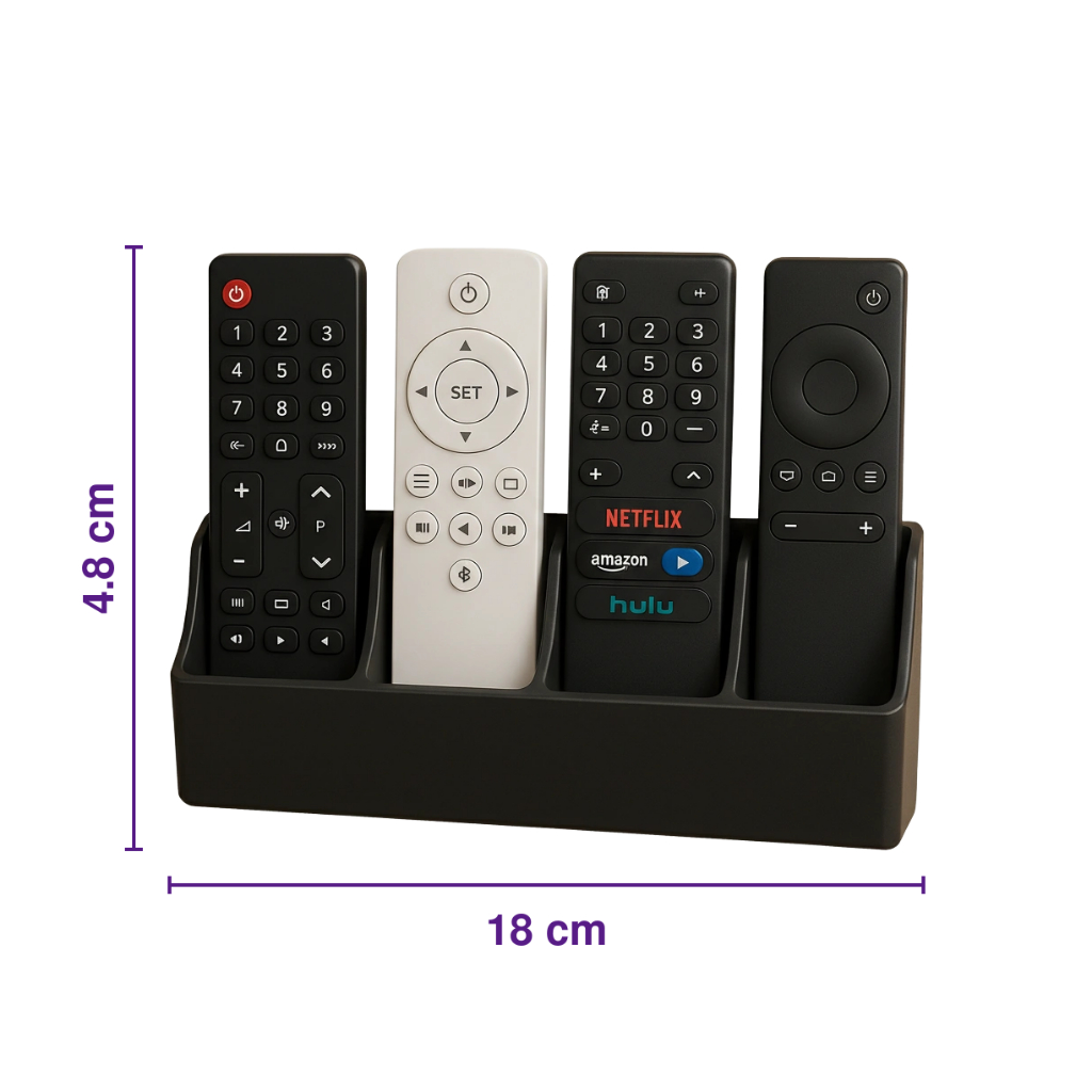 Suporte Porta Controle Remoto 4 Divisórias para Parede ou Mesa Organizador Preto ou Branco 18 cm — imagem 2 de 2