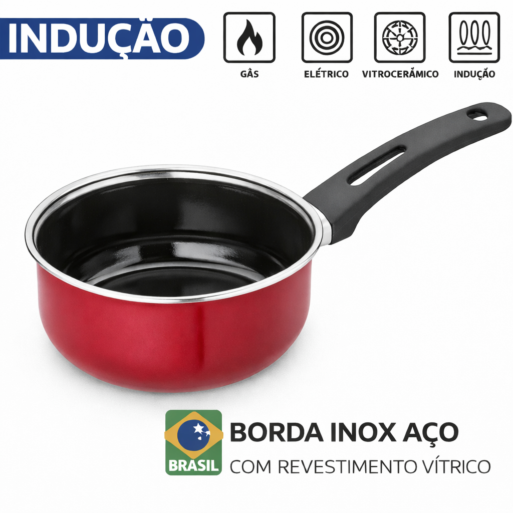 Panela Papeiro Borda Inox Cabo Baquelite Aço Cozinha em Oferta na Shopee
