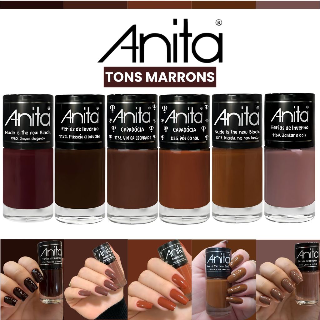 Esmaltes Anita Diversos Tons Marrons Terrosos Atacado em Oferta na Shopee