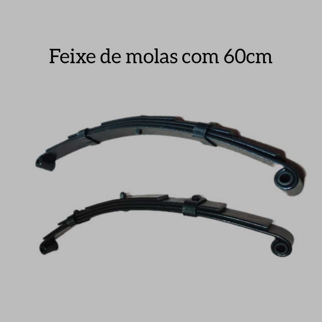 Par de feixe de molas 4 laminas com 60cm Carga de 550kg por par carretinha reboque trailer suspensão