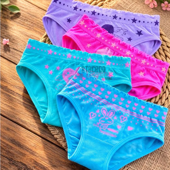 Kit 2 Calcinha Moda Infantil Tanguinha Menina Tecido Conforto Roupa Kids